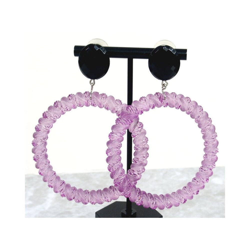 1990s Big Hoops 2.5" Earrings Hippie Twisted Textured Ice Purple Lilac Nordstrom
